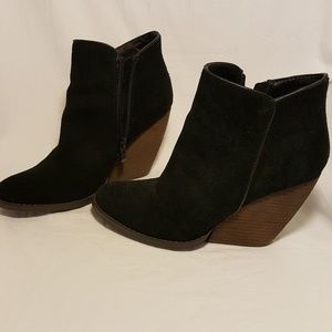 Black wedge booties